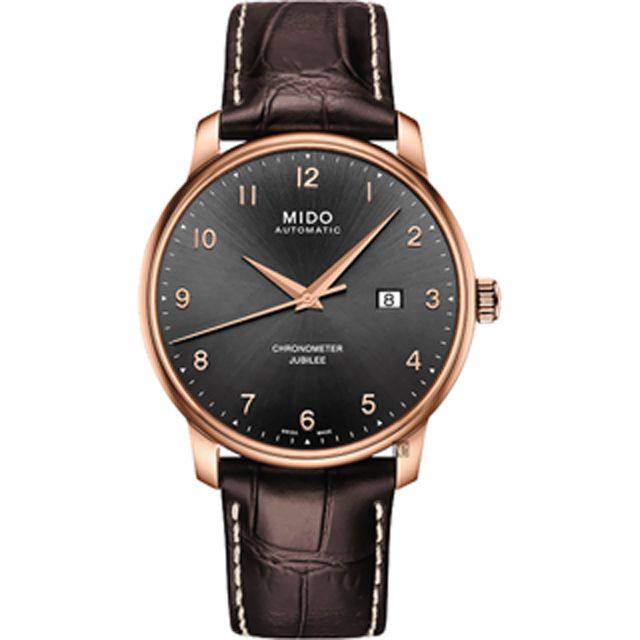 MIDO 美度 Baroncelli 永恆系列天文台認證機械錶-玫瑰金框x咖啡/42mm M0376083606200