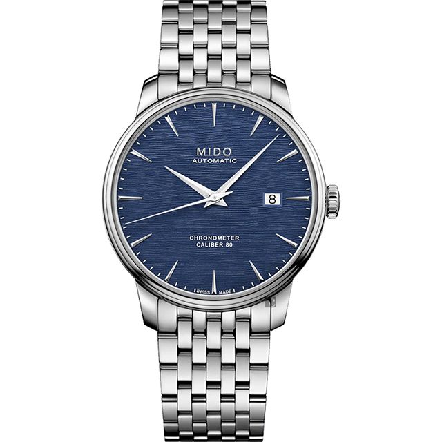 MIDO 美度 Baroncelli 永恆矽游絲天文台認證機械錶-藍x40mm M0274081104100