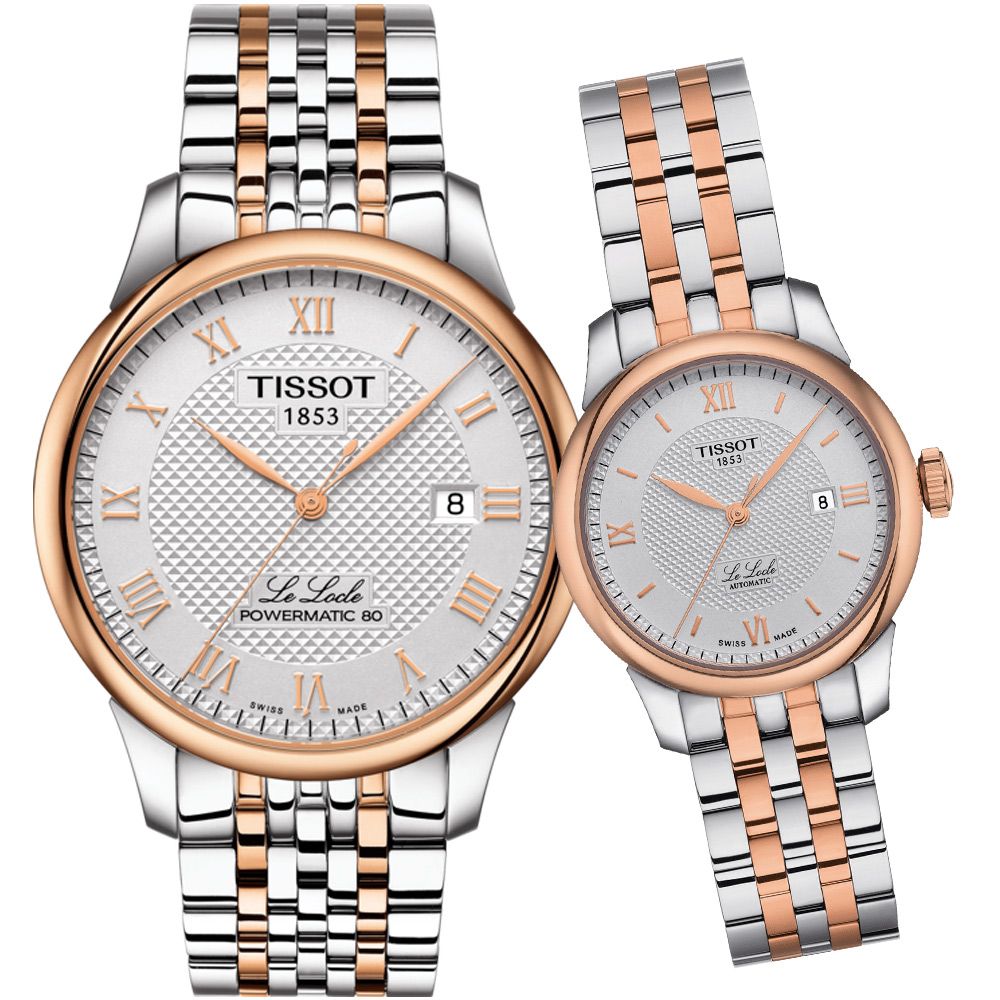 TISSOT 天梭   官方授權 真情相擁機械對錶-39+29mm/T0064072203300+T0062072203800