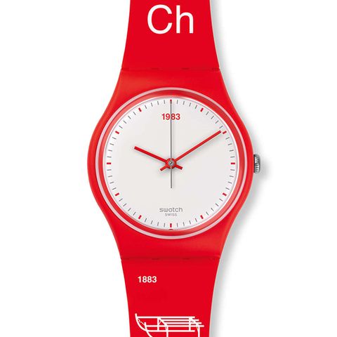 SWATCH 瑞士元素紅白輕盈腕錶 GR168-送收納小包 隨機款式出貨