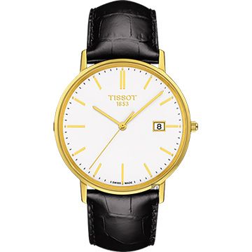 TISSOT 天梭 18K金 Goldrun 石英錶-白x黑/38mm T9224101601100