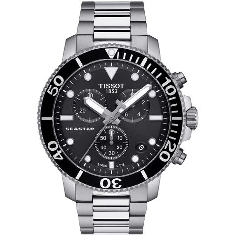 TISSOT天梭 SEASTAR海星計時300米潛水錶(T1204171105100)-45.5mm