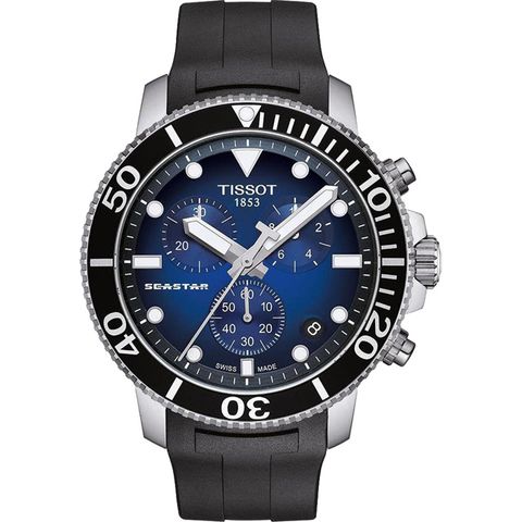 TISSOT Seastar 海星300米潛水石英錶-橡膠款-T1204171704100