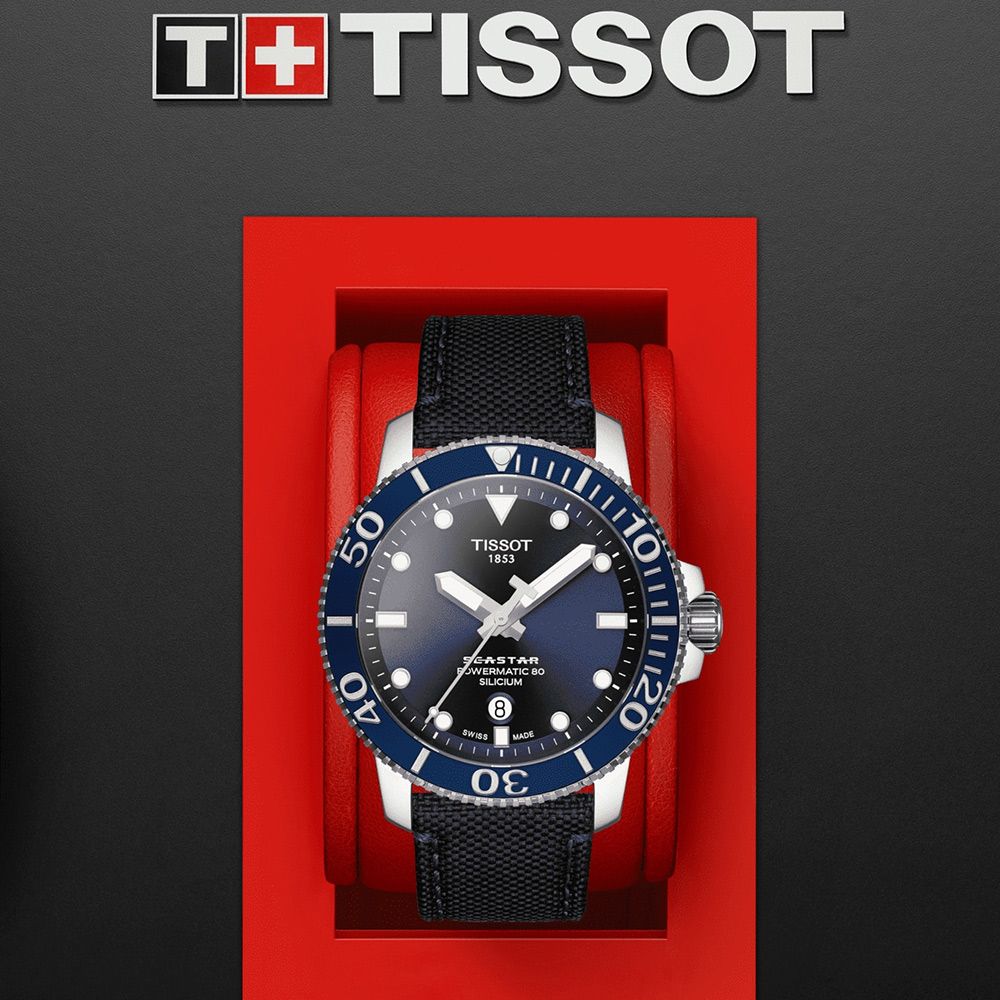 TISSOT 天梭  Seastar 海星系列 矽游絲 300米潛水機械錶(T1204071704101)
