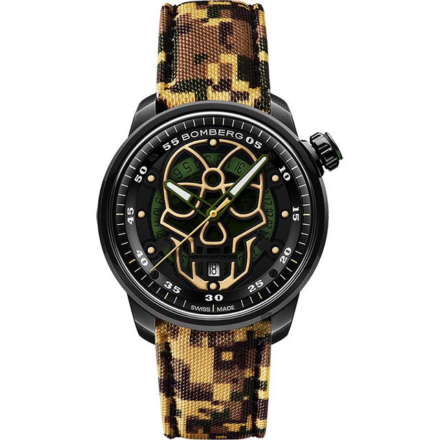 BOMBERG 炸彈錶    BB-01 系列軍綠迷彩骷髏頭限量機械錶-43mm CT43APBA.23-4.11