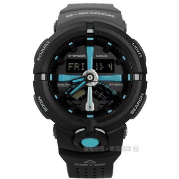 CASIO 卡西歐 G-SHOCK  / GA-500P-1A / 多層次前衛城市世界雙色橡膠手錶 黑色 48mm