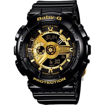 熱銷品牌▼日系手錶CASIO 卡西歐 Baby-G 黑金率性雙顯錶 BA-110-1ADR