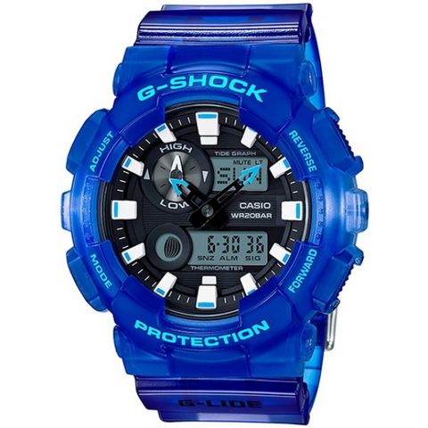 CASIO 卡西歐 G-SHOCK 果凍新色系 強悍機能雙顯運動錶 GAX-100MSA-2A 透明藍