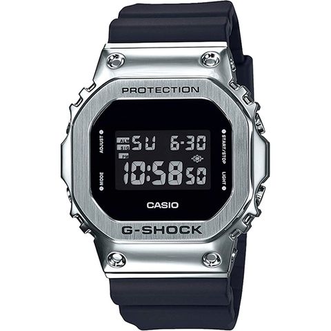 CASIO 卡西歐 G-SHOCK 超人氣軍事風格手錶-銀x黑 GM-5600-1