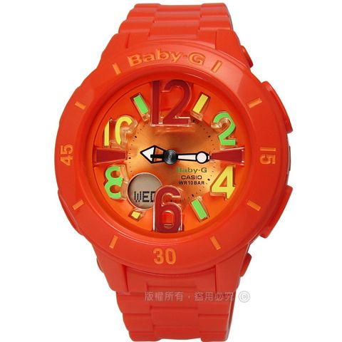 Baby-G CASIO / BGA-171-4B2 / 夏日風情 亮彩立體雙顯腕錶 橘色 40mm