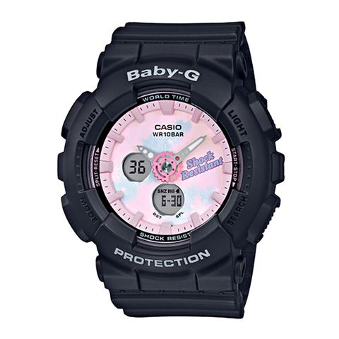 【CASIO 卡西歐】BABY-G紮染圖紋系黑色澤耐衝擊手錶(BA-120T-1A)