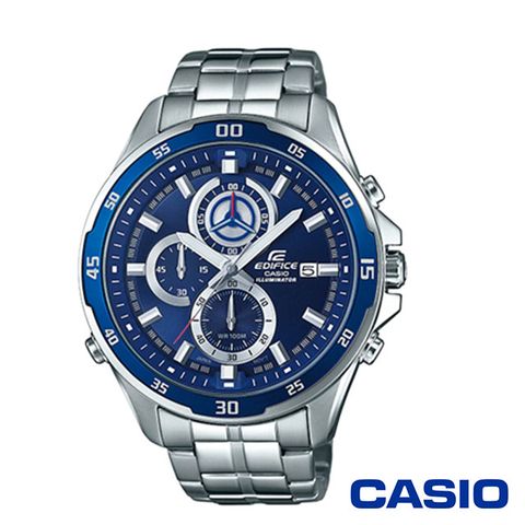 日本平輸一年保固CASIO卡西歐 潮酷有型三眼指針計時男腕錶-藍x47.2mm EFR-547D-2A