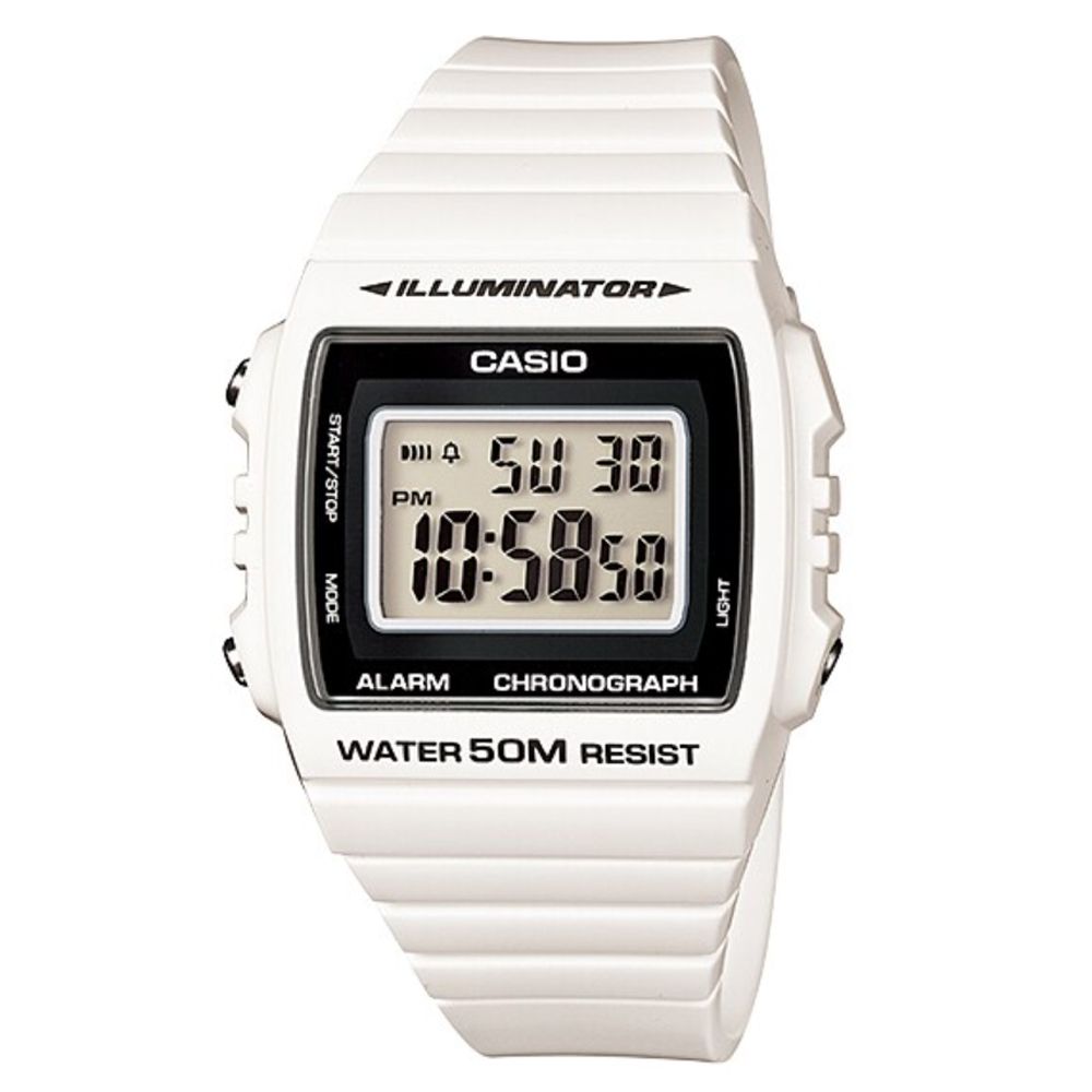 CASIO 卡西歐  多彩繽紛大方數位錶-白色/W-215H-7A