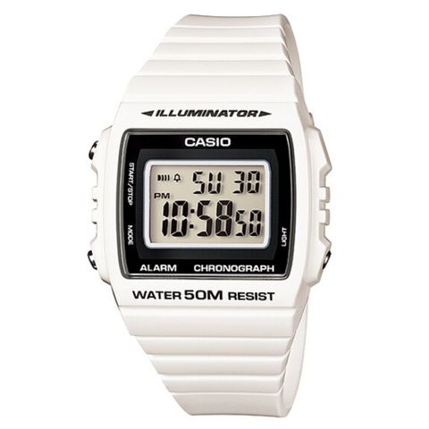 CASIO 卡西歐 多彩繽紛大方數位錶-白色/W-215H-7A