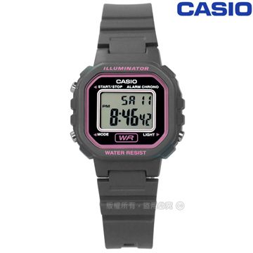 CASIO 卡西歐 / LA-20WH-8A / 輕巧復古LED計時防水鬧鈴橡膠手錶 灰色 29mm