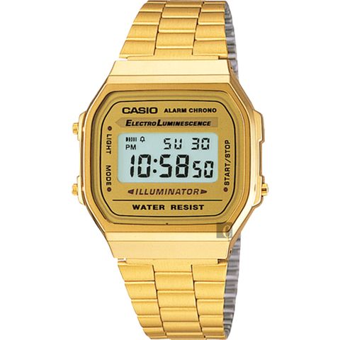 CASIO 卡西歐 復刻方型金錶 A168WG-9W