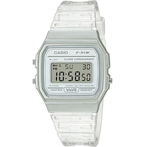 CASIO 卡西歐 夏日清透百搭電子錶/雪白(F-91WS-7DF)