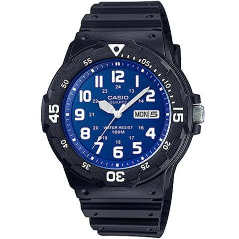 【CASIO 卡西歐】簡潔三針設計潛水風腕錶-藍面(MRW-200H-2B2VDF)