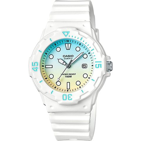 CASIO 卡西歐 清涼海洋風女錶-漸層青x白 LRW-200H-2E2V