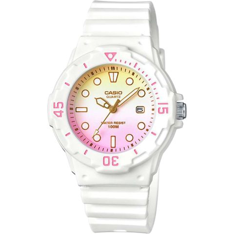 熱銷品牌▼日系手錶CASIO 卡西歐 清涼海洋風女錶-漸層粉x白 LRW-200H-4E2VDR