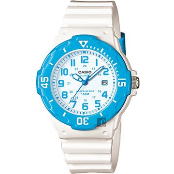 熱銷品牌▼日系手錶CASIO 卡西歐 迷你運動風指針手錶-藍圈x白 LRW-200H-2BVDF