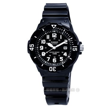 CASIO / LRW-200H-1B / 卡西歐潛水概念簡潔時標防水橡膠手錶 黑色 32mm