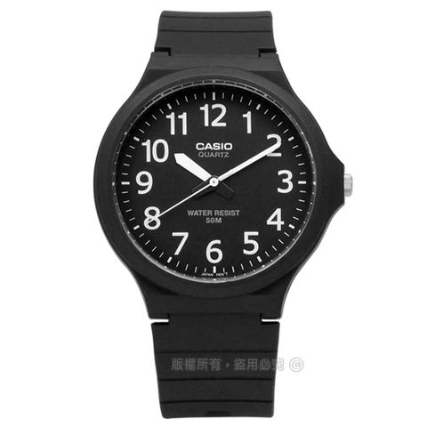 CASIO / MW-240-1B / 卡西歐經典清晰數字耐看設計橡膠腕錶 黑色 42mm