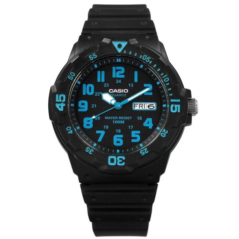 CASIO 卡西歐 / MRW-200H-2B /  清楚時標 日本機芯 星期日期 防水100M 橡膠手錶 藍x黑 43mm