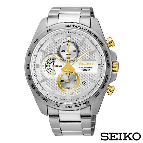 SEIKO精工 賽車運動風三眼計時視距儀石英腕錶 SSB285P1
