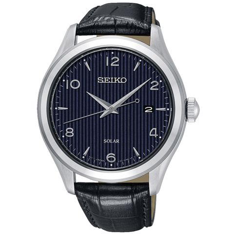 ★享指定專櫃售後服務★SEIKO 太陽能紳士線條時尚腕錶/SNE491P1/V157-0CN0B