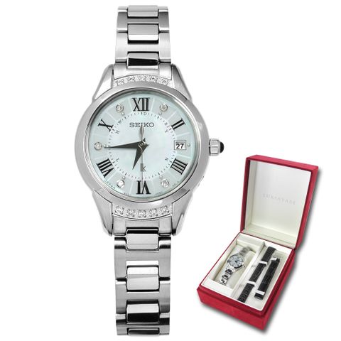 SEIKO 精工 / 1B22-0CL0S.SSVW115J / LUKIA 限量特別款 太陽能不鏽鋼手錶 淺藍色 25mm