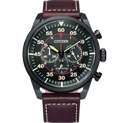 CITIZEN 三眼飛行者光動能計時時尚腕錶CA4218-14E