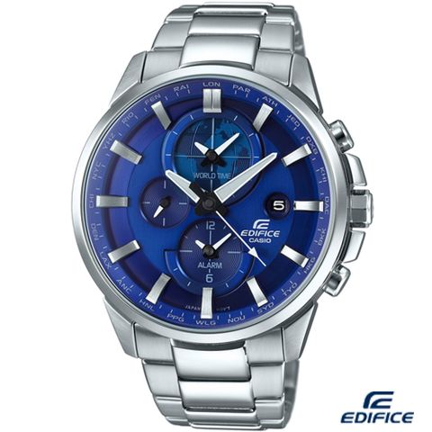 CASIO 卡西歐 EDIFICE 新世界地圖鬧鈴錶 ETD-310D-2A 藍