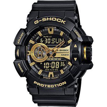 熱銷品牌▼日系手錶CASIO 卡西歐 G-SHOCK 金屬系雙顯手錶-經典黑金 GA-400GB-1A9