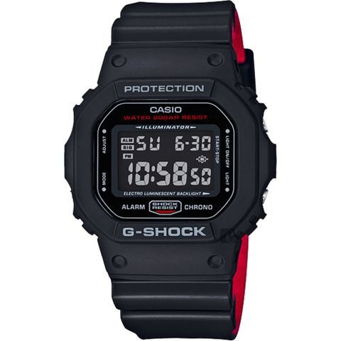 CASIO 卡西歐 G-SHOCK 經典人氣電子錶-紅黑 DW-5600HR-1