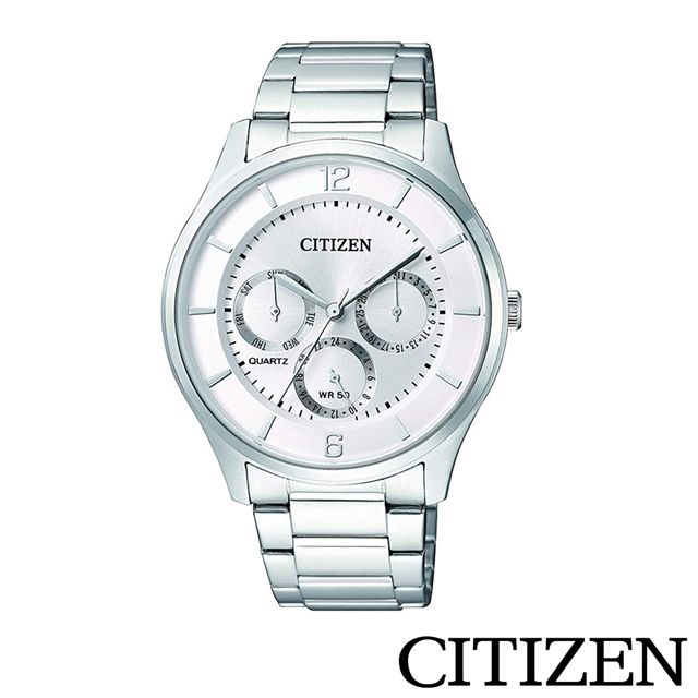 CITIZEN 星辰   三眼星期日期防水不鏽鋼手錶-AG8351-86A