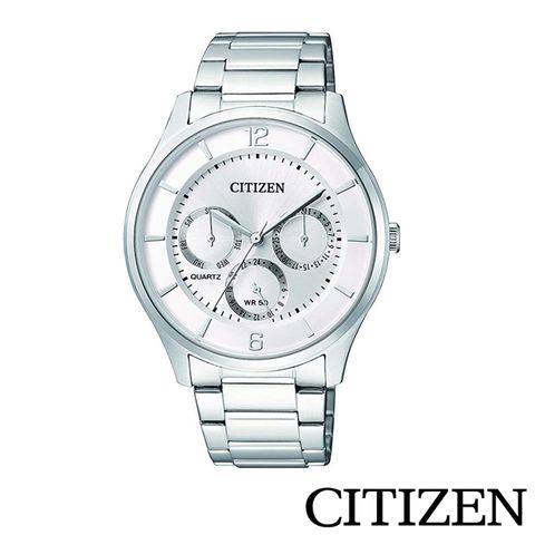 CITIZEN 星辰 三眼星期日期防水不鏽鋼手錶-AG8351-86A
