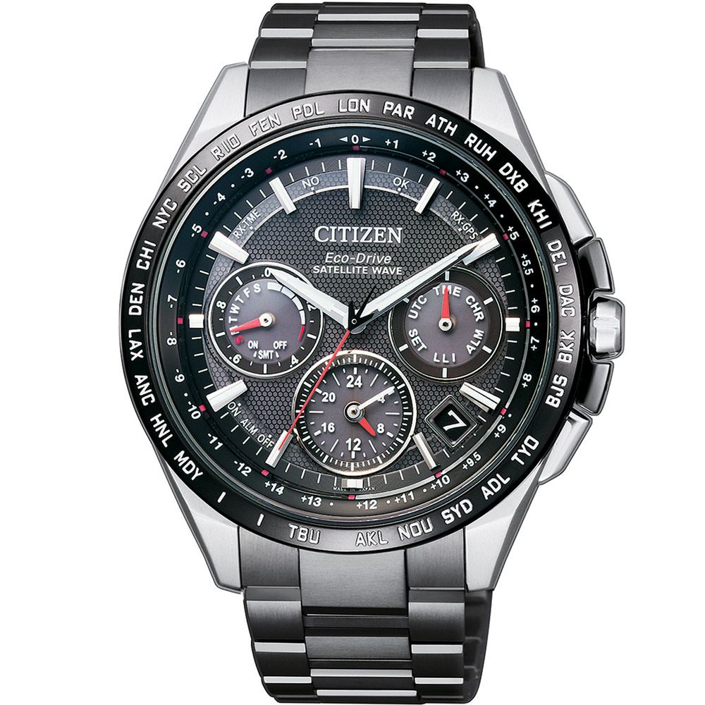 CITIZEN 星辰  GPS衛星對時F900光動能鈦腕錶/黑/CC9015-62E