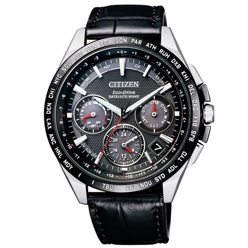 CITIZEN 星辰  GPS衛星對時F900光動能鈦腕錶/黑/CC9015-03E