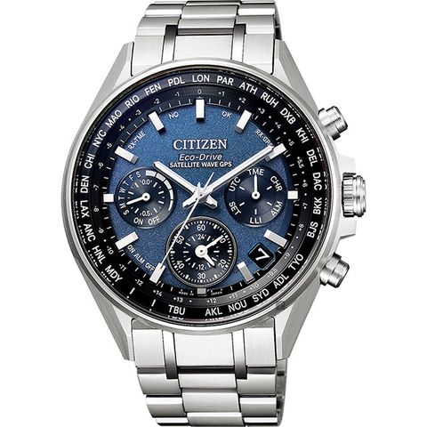 CITIZEN 星辰 光動能 鈦 GPS衛星對時手錶-藍x銀/44mm CC4000-59L