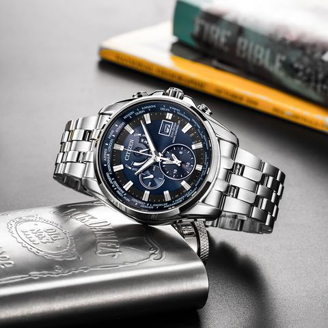 CITIZEN 星辰 電波光動能 金城武廣告款 AT9031-52L 藍/銀 46mm