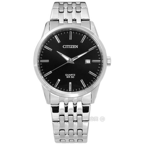 CITIZEN 星辰 / BI5000-87E / 品味風尚 礦石強化玻璃 日期 日本機芯 不鏽鋼手錶 黑色 39mm