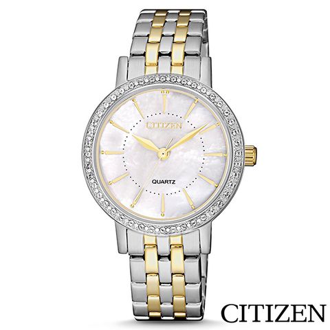 CITIZEN 星辰 嫻熟知性施華洛世奇石英女錶 EL3044-89D