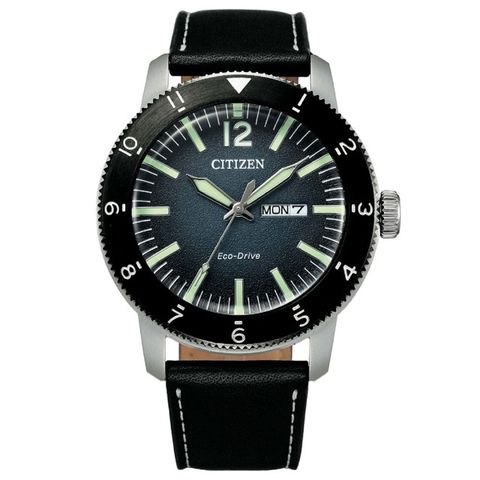 CITIZEN 星辰 GENTS經典牛皮男錶-煙波藍色43.5mm(AW0077-19L)