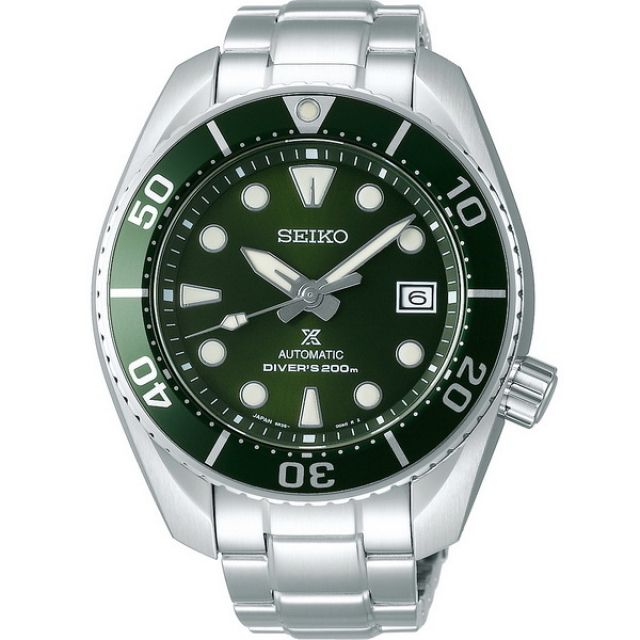 SEIKO 精工  Prospex 綠水鬼 兩百米潛水錶 鋼錶帶 機械錶 6R35-00A0G 綠/銀 45mm