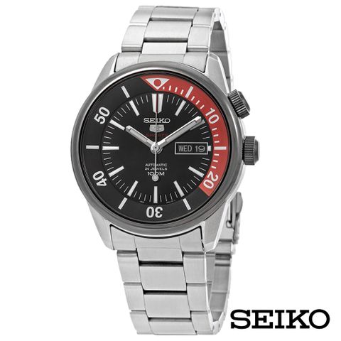 SEIKO 精工 亮眼百事圈5手動機械男錶-黑+紅x42.4mm SRPB29K1