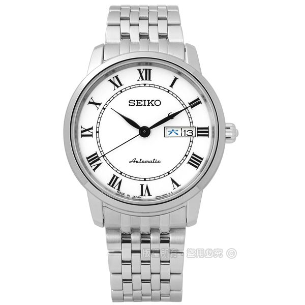 SEIKO 精工   / 4R36-04E0W.SRP761J1 / PRESAGE 現代經典款藍寶石水晶機械不鏽鋼手錶 白色 39mm