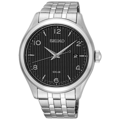 SEIKO 精工 享指定專櫃售後服務 太陽能紳士線條時尚腕錶/SNE489P1/V157-0CN0D