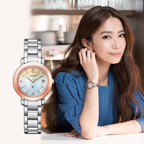 CITIZEN 星辰 XC 限量真鑽鈦金屬光動能電波女錶-27mm ES9446-54X