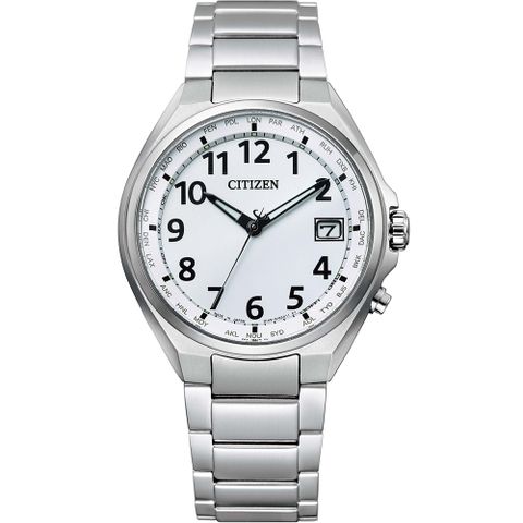 CITIZEN 極簡紳士電波光動能鈦金屬腕錶CB1120-50B